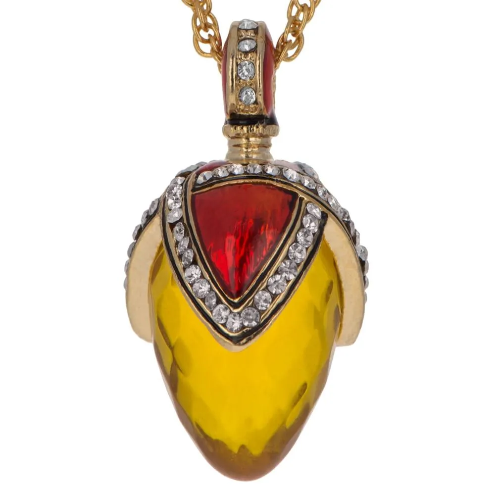 Sunset Glow: 20-Inch Royal Egg Pendant with Faux Amber Stone