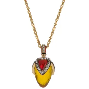 Sunset Glow: 20-Inch Royal Egg Pendant with Faux Amber Stone