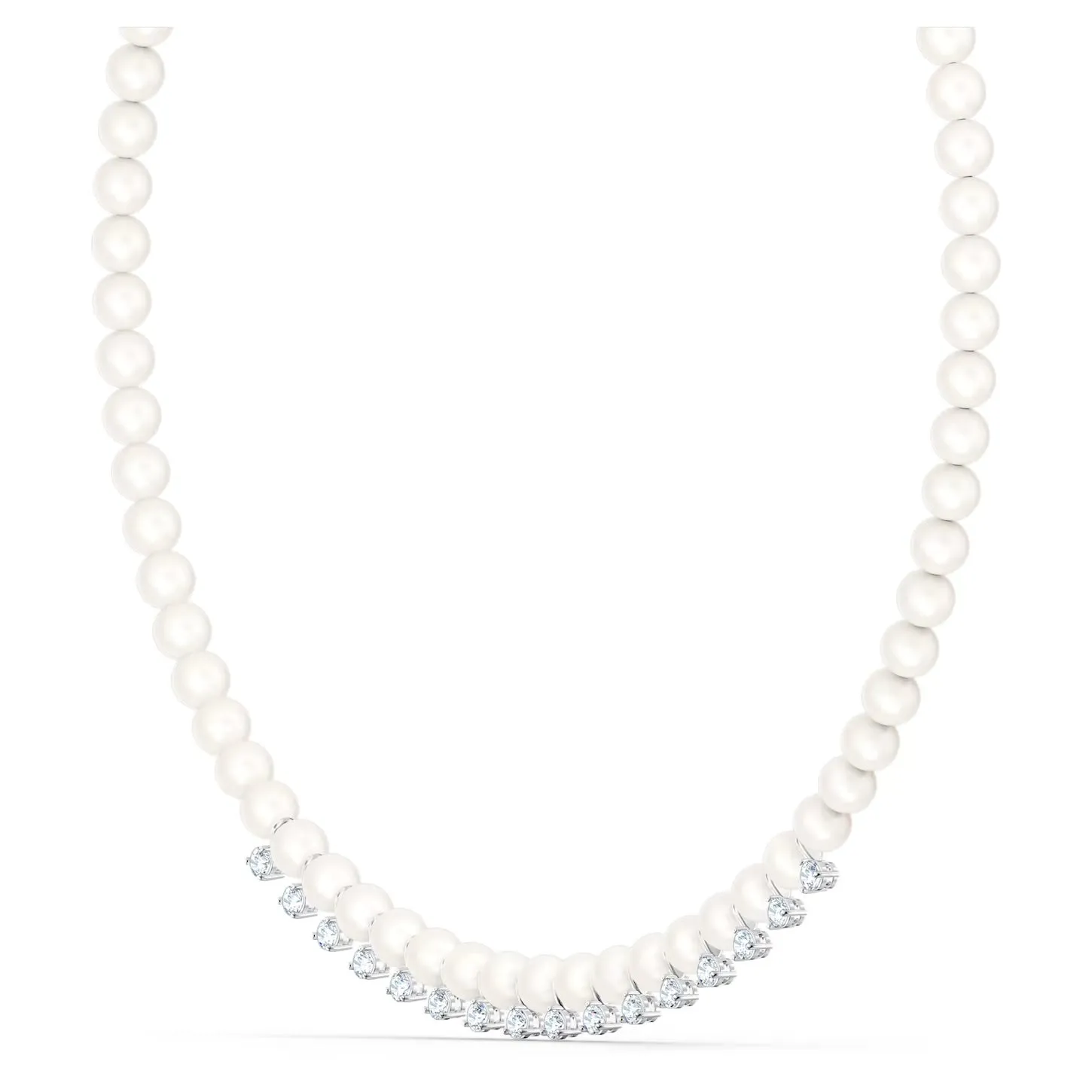 Swarovski Treasure All Around Pearl Necklace White, Rhodium plated -5563289