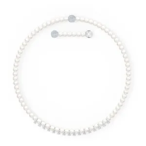 Swarovski Treasure All Around Pearl Necklace White, Rhodium plated -5563289