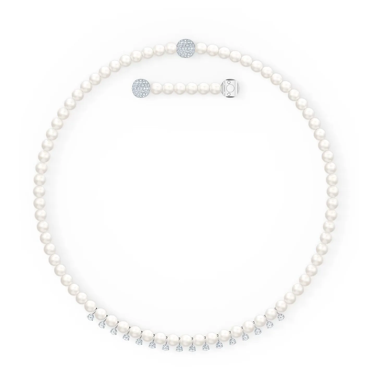 Swarovski Treasure All Around Pearl Necklace White, Rhodium plated -5563289