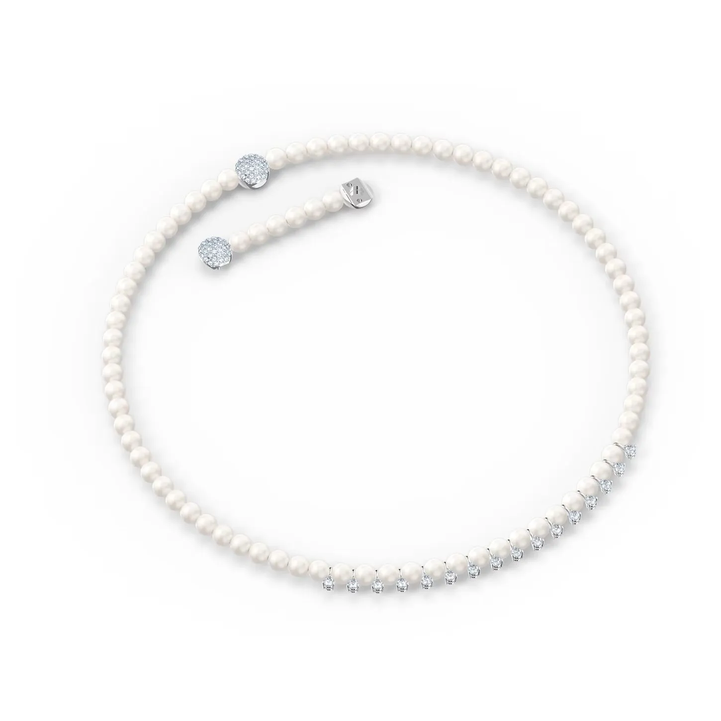 Swarovski Treasure All Around Pearl Necklace White, Rhodium plated -5563289