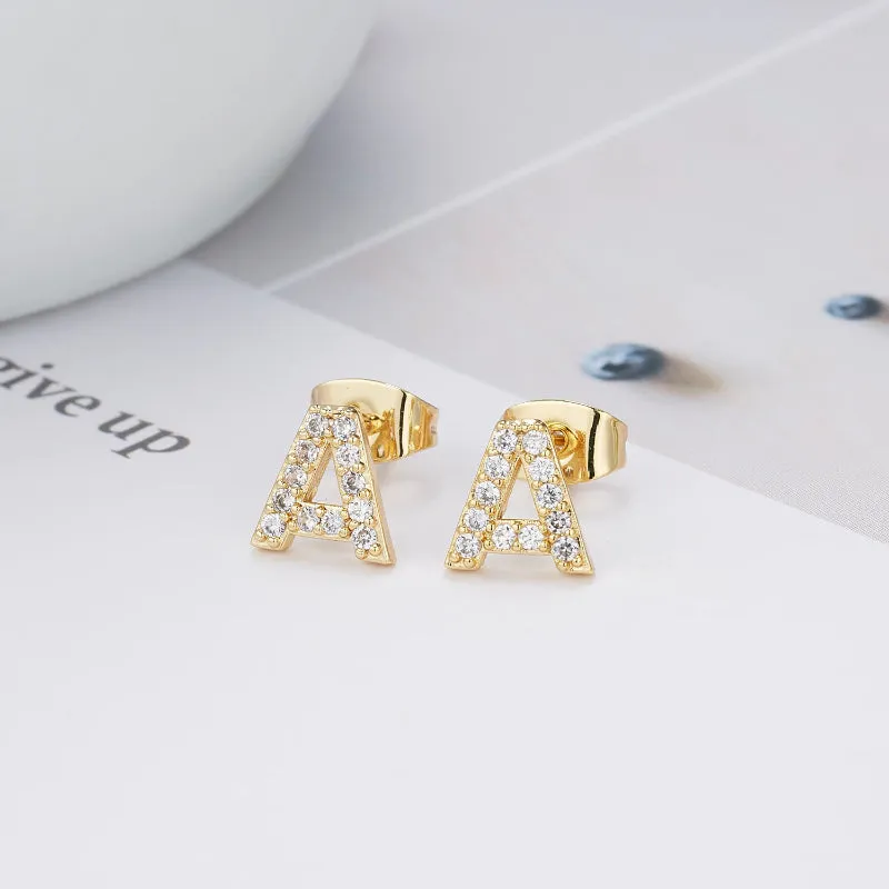 Sweet and Subtle Personalized A-Z Initial Letter Stud Earrings