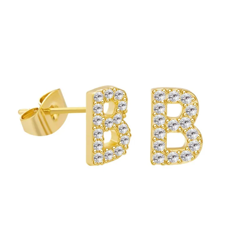 Sweet and Subtle Personalized A-Z Initial Letter Stud Earrings