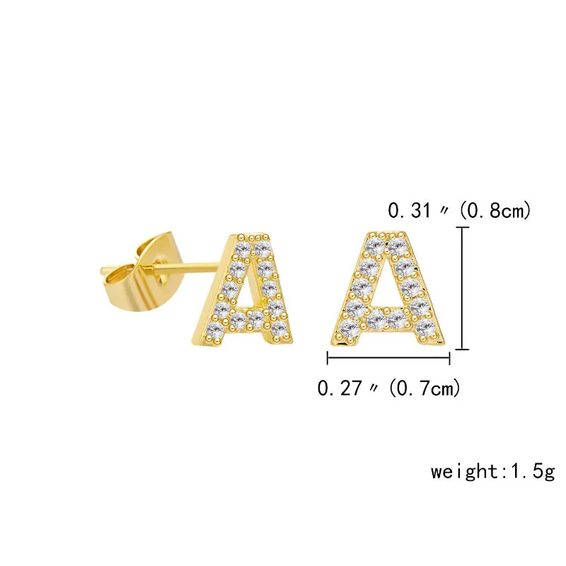 Sweet and Subtle Personalized A-Z Initial Letter Stud Earrings