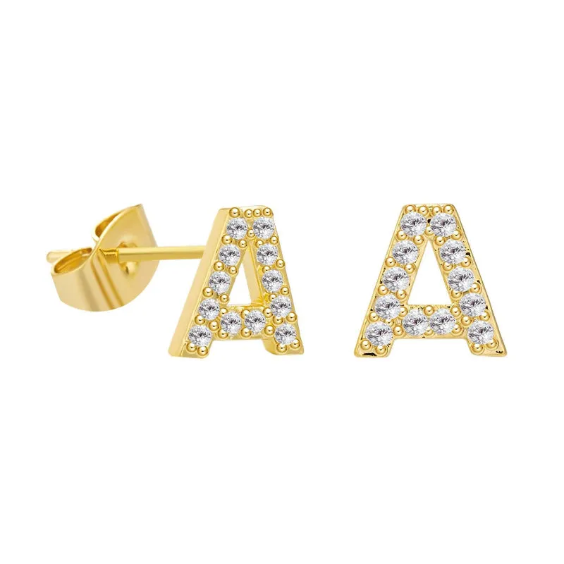 Sweet and Subtle Personalized A-Z Initial Letter Stud Earrings