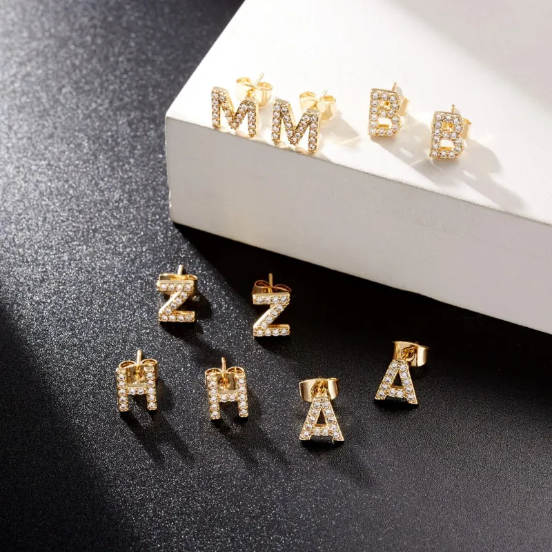 Sweet and Subtle Personalized A-Z Initial Letter Stud Earrings