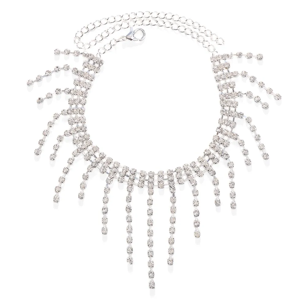 Tasseled Crystal Cuff Anklet