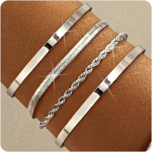 TEN MIRO 16k Chunky Gold Bangle Cuff Bracelets for Women Trendy, Sweatproof Bangle Bracelet Non Tarnish Gold Plated Cuff Bracelets for Women