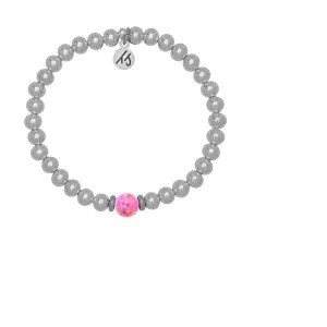 The Cape Bracelet - Silver Steel 6mm with Carmine Opal Ball