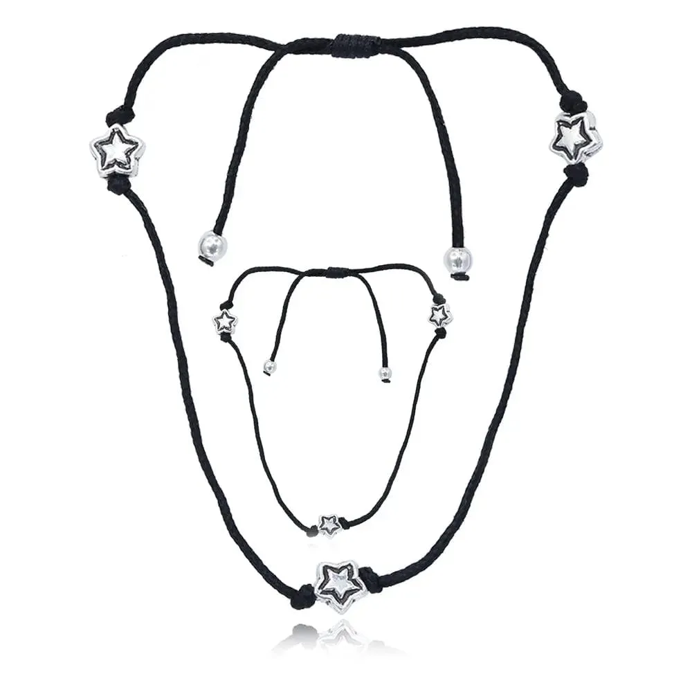 Three Stars Motif Silver 92.5 Thread Anklet