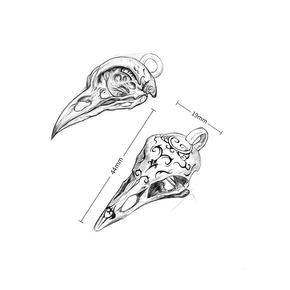Tormod Crow Skull - Gothic Copper Pendant by The Nevermore