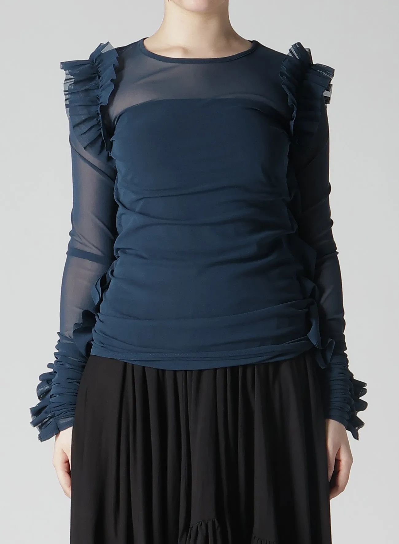 TULLE FRILL LONG T-SHIRT