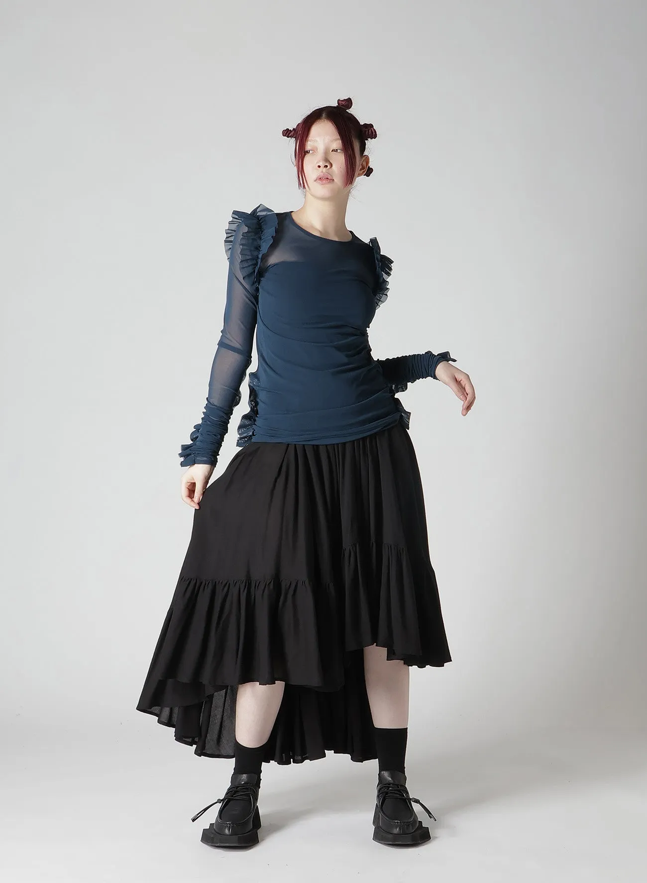 TULLE FRILL LONG T-SHIRT