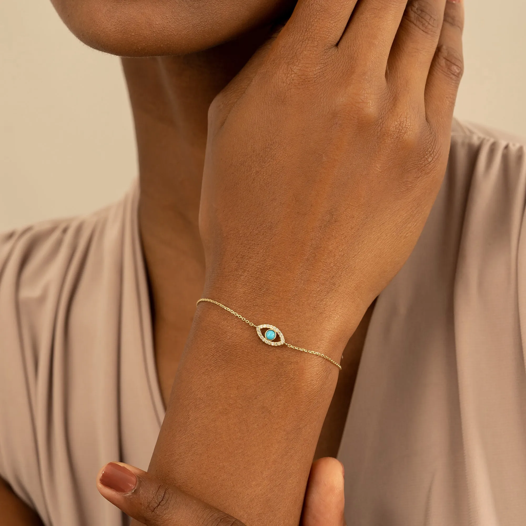 Turquoise & Diamonds Eye Bracelet, Sansa