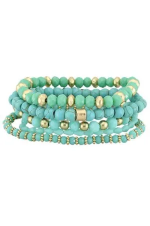 Turquoise and Gold Layered Bracelet Set