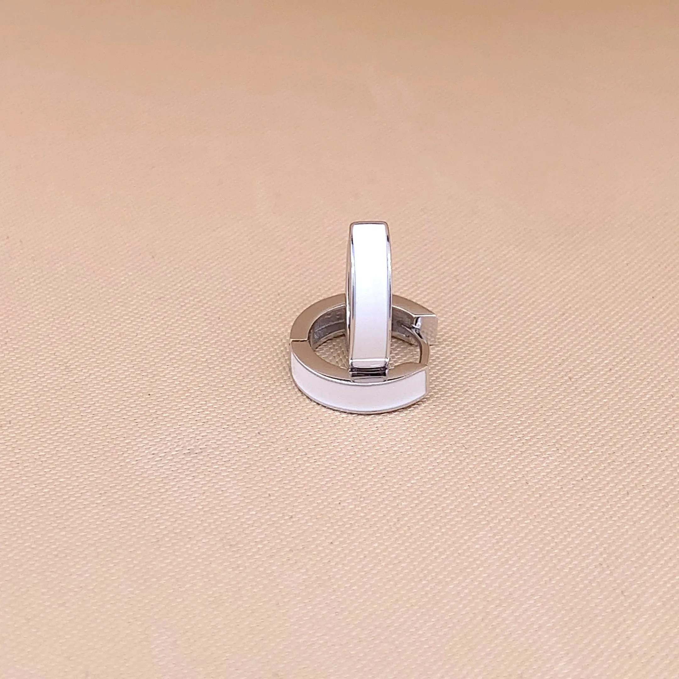 Two Tone Huggie Earrings (Pure Silver)