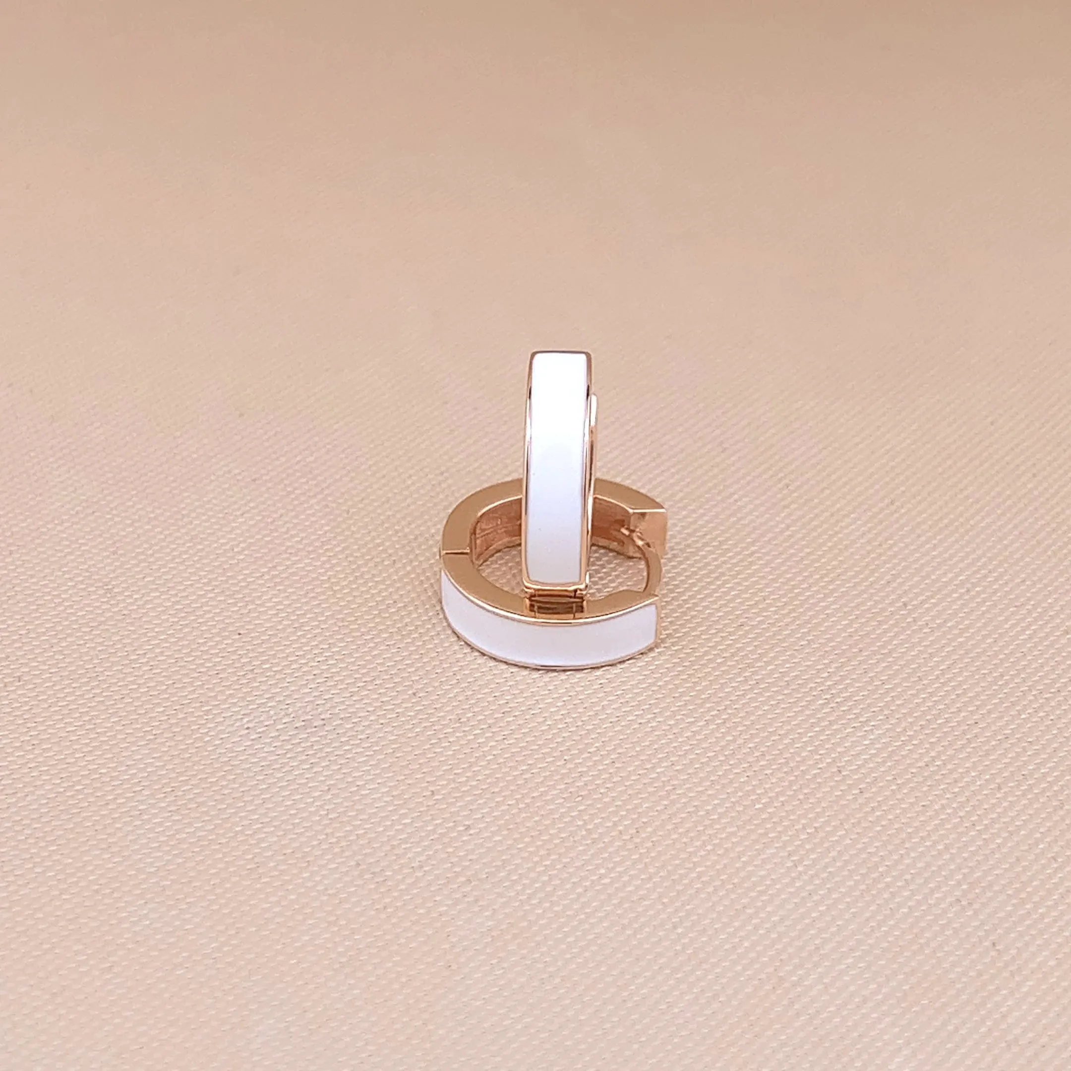 Two Tone Huggie Earrings (Pure Silver)