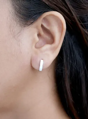 Two Tone Huggie Earrings (Pure Silver)