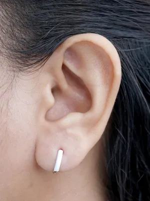 Two Tone Mini Huggie Earrings (Pure Silver)
