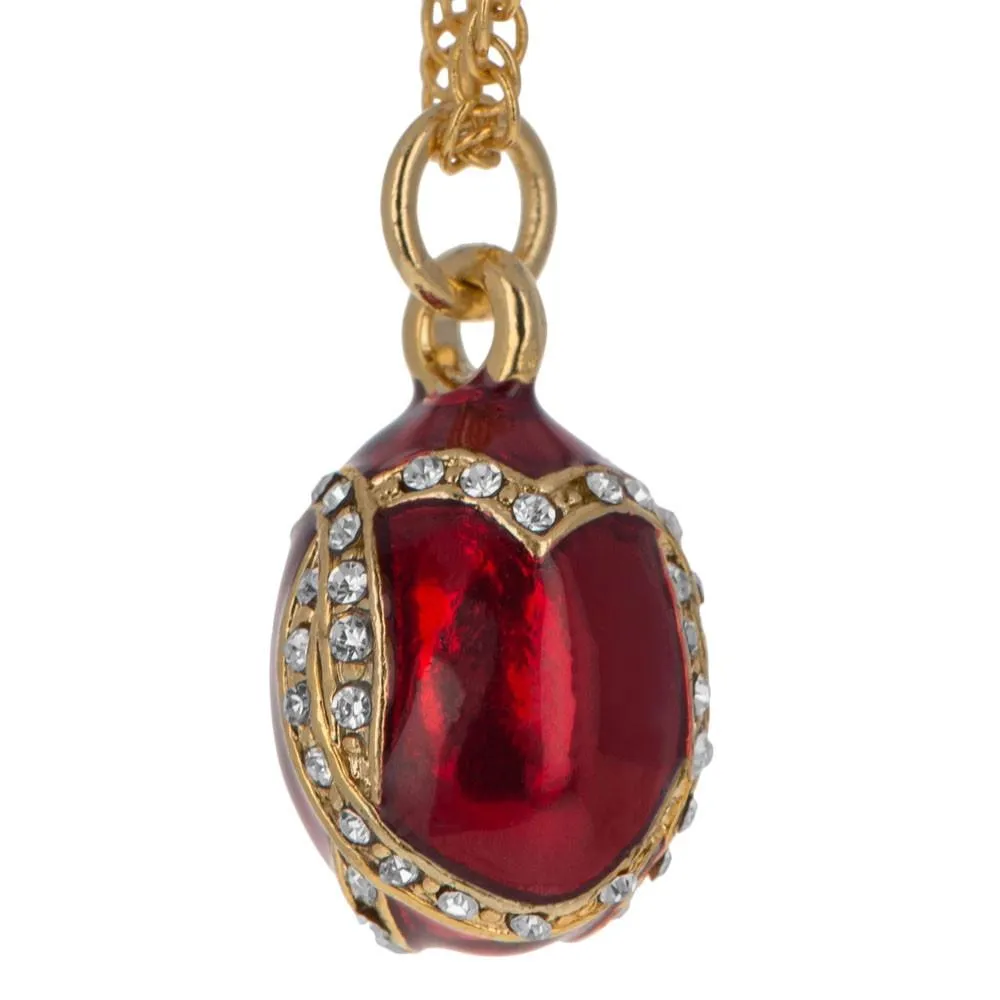 Venetian Elegance: Red Crystal Royal Egg Pendant Necklace