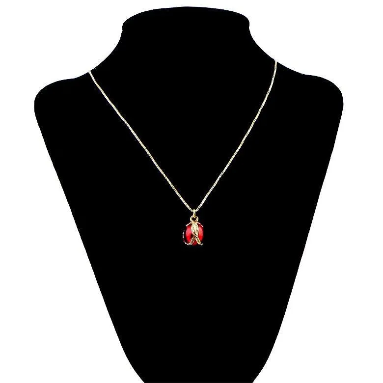 Venetian Elegance: Red Crystal Royal Egg Pendant Necklace