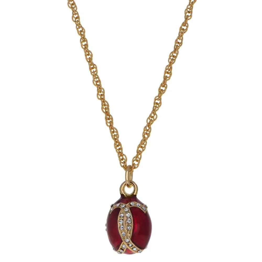 Venetian Elegance: Red Crystal Royal Egg Pendant Necklace