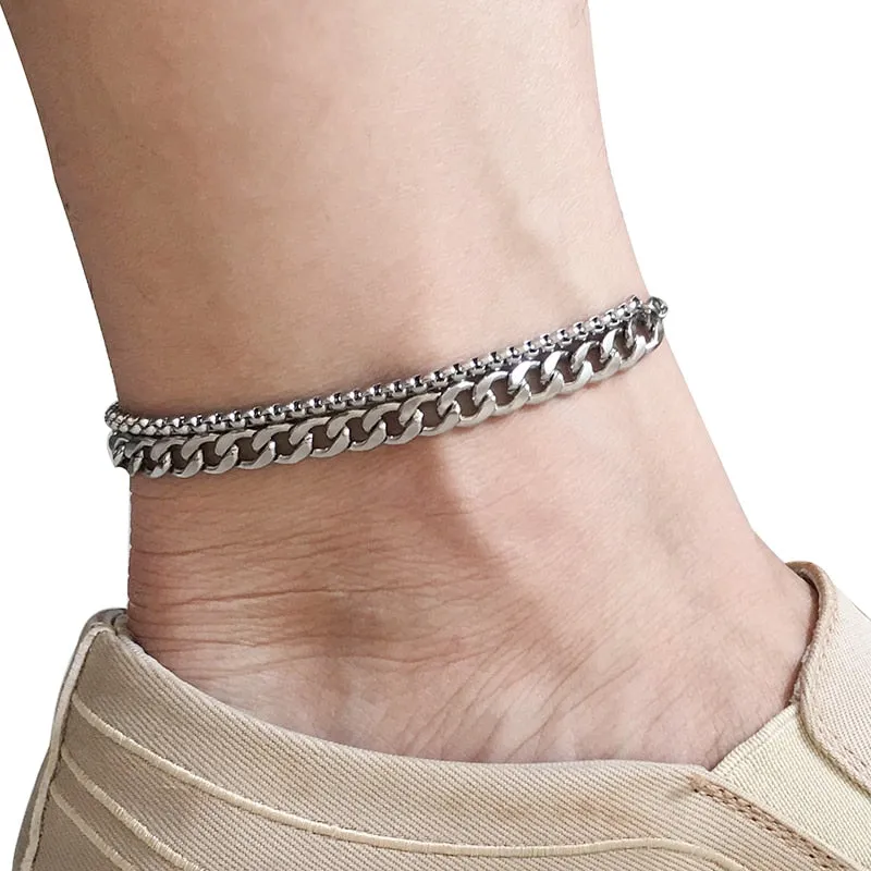 Viking Chain Ankle Bracelet, Stainless Steel