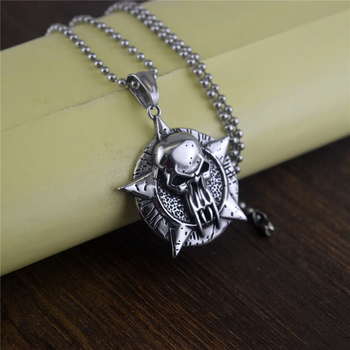 Viking Helm Skull - Gothic Stainless Steel Pendant by The Nevermore