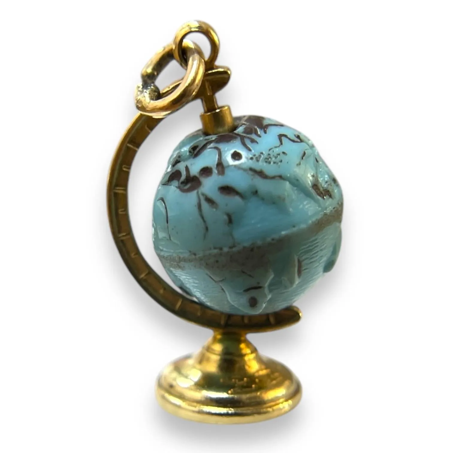 Vintage 14K Yellow Gold Globe Charm – Exquisite Miniature