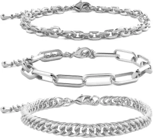 Waterproof Gold Chain Bracelet For Women Non Tarnish,14K Gold Plated Stainless Steel Link Dainty Bracelets Stake Layered Bracelet Set Hypoallergen Gold Jewelry