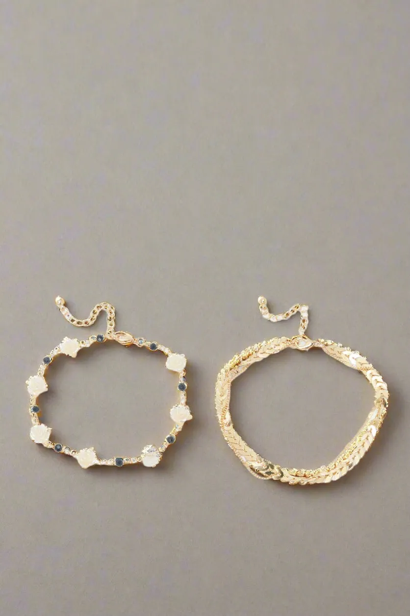 Women Gold Embellished Anklet Set (Pack of 2)