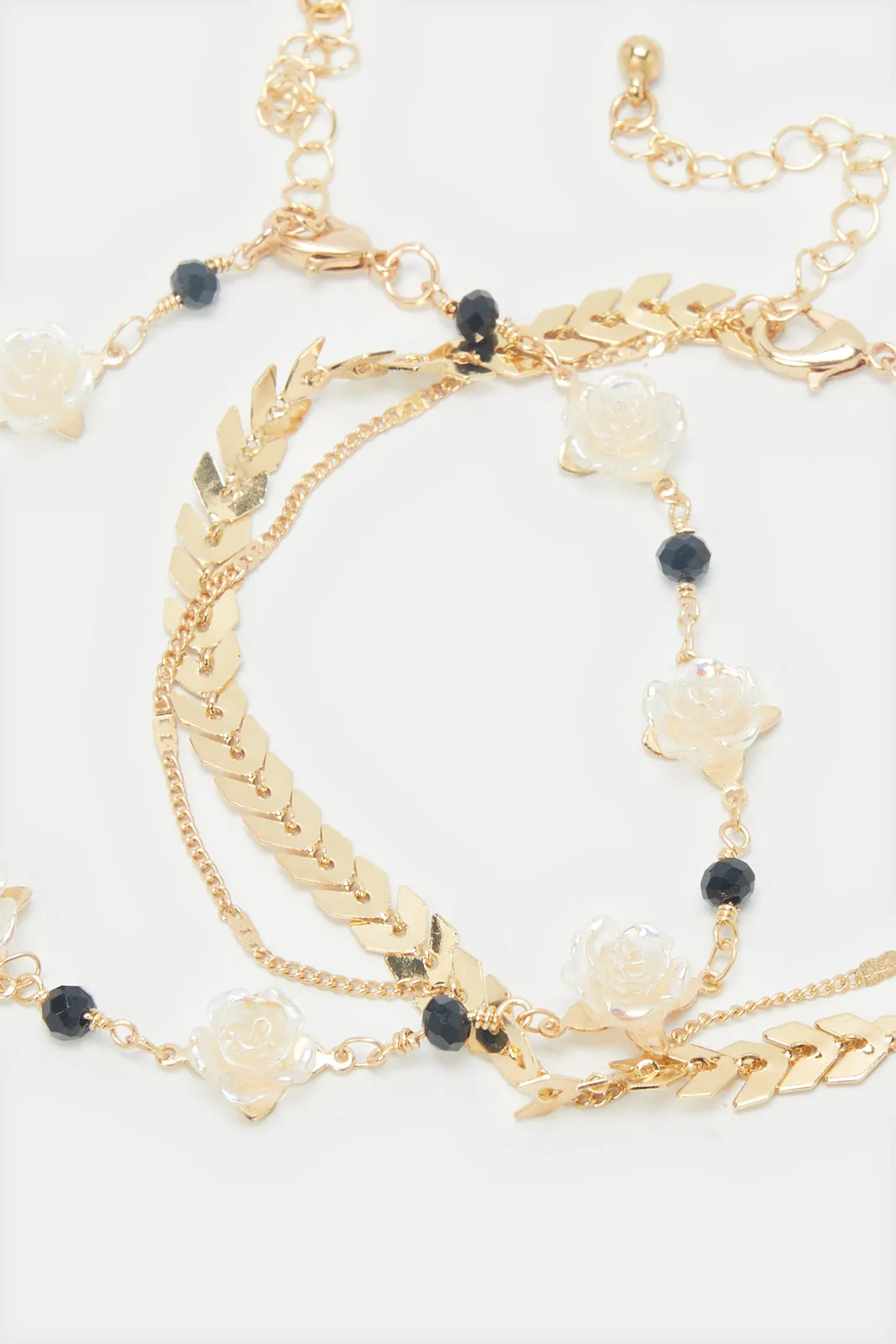 Women Gold Embellished Anklet Set (Pack of 2)