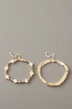 Women Gold Embellished Anklet Set (Pack of 2)