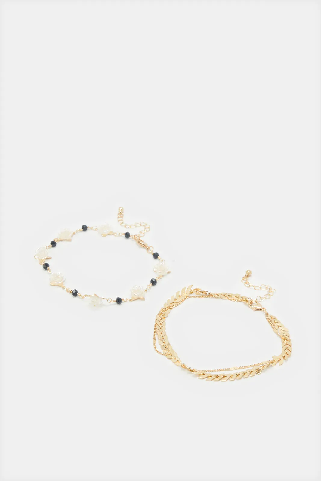 Women Gold Embellished Anklet Set (Pack of 2)