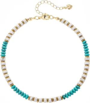 XIJIN Natural Stone Beaded Anklets for Women Handmade Beach Boho Turquoise Beads Ankle Bracelet Jewelry Gift for Her